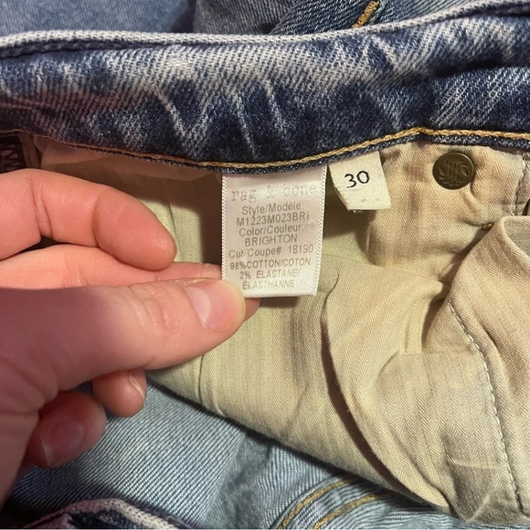 rag & bone Jeans Men's‎ Size 30 Brighton Wash Fit 2 Slim Button Fly Denim - Picture 13 of 13